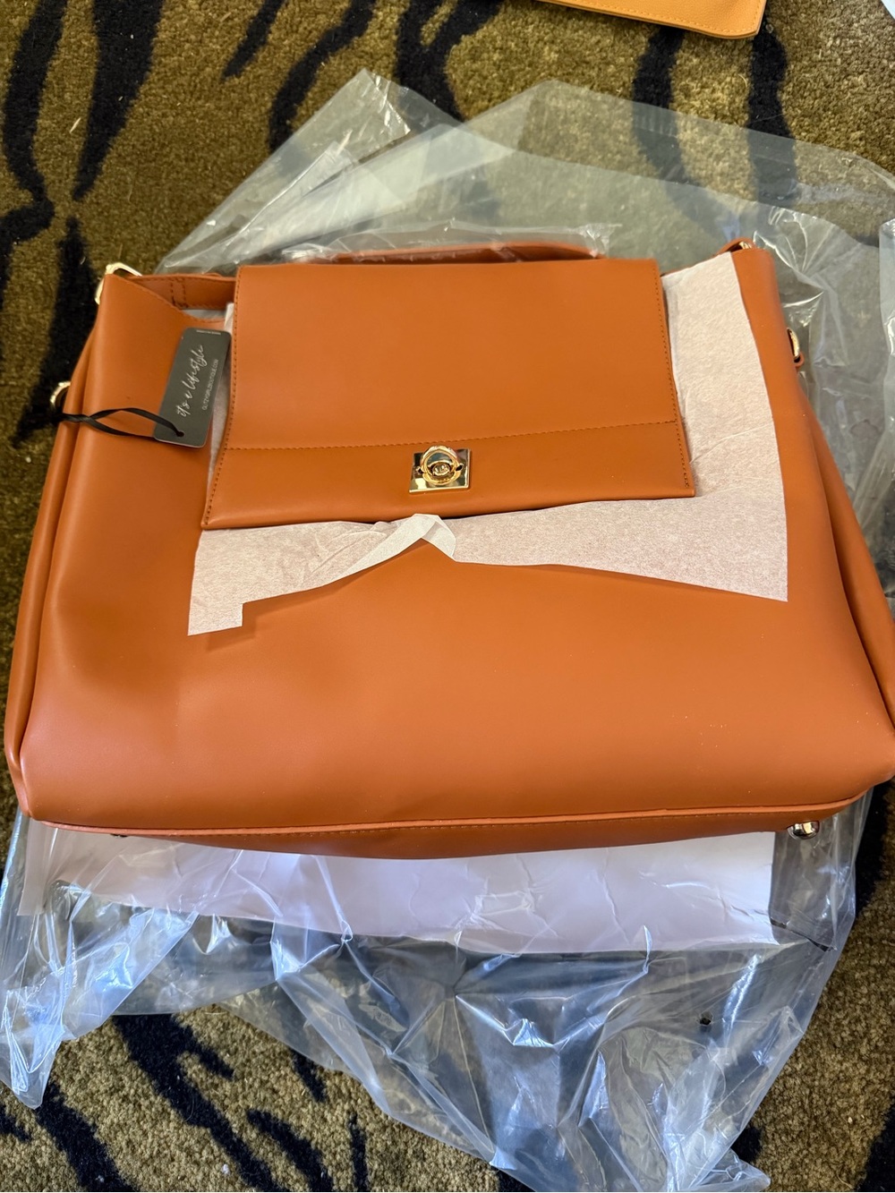 Structured Satchel Tote in Burnt Orange